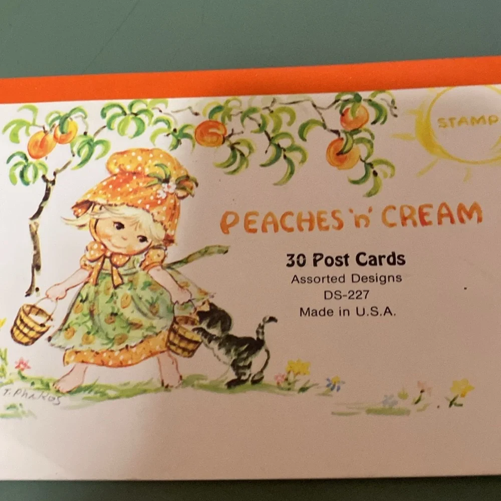 Vintage Caspari address phone number change cards Peaches ‘n’ cream postcard pad